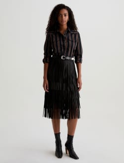 Melia Western Shirt Bold Stripe Black Multi Classic Fit Long Sleeve Button Up Western Shirt WOMENS TOPS Photo 5