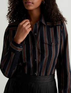 Melia Western Shirt Bold Stripe Black Multi Classic Fit Long Sleeve Button Up Western Shirt WOMENS TOPS Photo 6