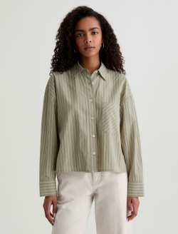 Kellan Studio Stripe Rosemary Multi Relaxed Crop Shirt WOMENS TOPS Photo 2