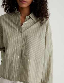 Kellan Studio Stripe Rosemary Multi Relaxed Crop Shirt WOMENS TOPS Photo 3
