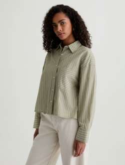 Kellan Studio Stripe Rosemary Multi Relaxed Crop Shirt WOMENS TOPS Photo 7