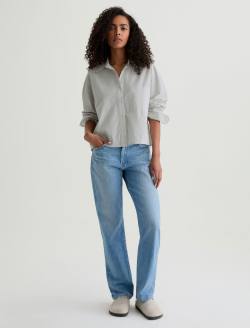 Kellan Studio Stripe Sea Fog Multi Relaxed Crop Shirt WOMENS TOPS Photo 5