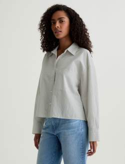 Kellan Studio Stripe Sea Fog Multi Relaxed Crop Shirt WOMENS TOPS Photo 7