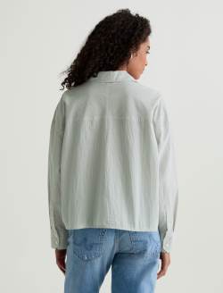 Kellan Studio Stripe Sea Fog Multi Relaxed Crop Shirt WOMENS TOPS Photo 8