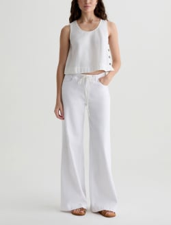 Stella Cinched White Low Slung Palazzo WOMENS BOTTOMS Photo 2