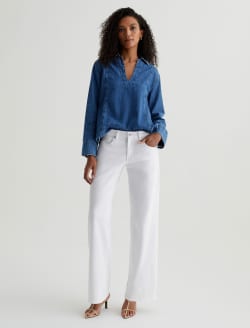 Adria Gallery White Low-Rise Wide Leg WOMENS BOTTOMS Photo 2