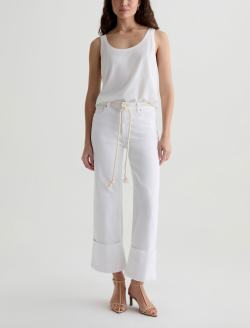 Saige Wide Leg Crop White Mid-Rise Wide Leg WOMENS BOTTOMS Photo 2