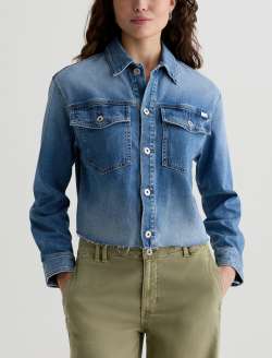 Valleta Shirt Jacket Abyss Cropped Utility WOMENS TOPS Photo 2