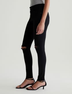 【AG】Farrah Skinny ハイライズ ウエスト ブラック シンプル Womens Farrah Skinny Ankle Leatherette Super Black at AG