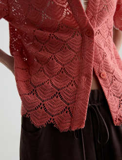 Kaylee Top Orange Spritz Scalloped Crochet Short Sleeve Shirt WOMENS TOPS Photo 6