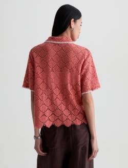 Kaylee Top Orange Spritz Scalloped Crochet Short Sleeve Shirt WOMENS TOPS Photo 8