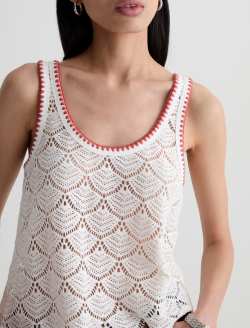 Bianca Tank Powder Scalloped Crochet Scoop Neck WOMENS TOPS Photo 3