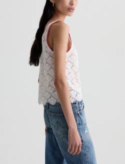 Bianca Tank Powder Scalloped Crochet Scoop Neck WOMENS TOPS Photo 4