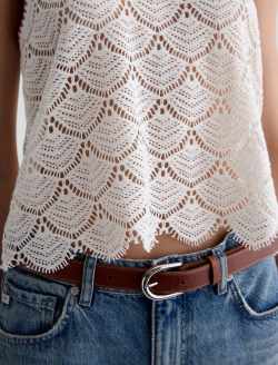Bianca Tank Powder Scalloped Crochet Scoop Neck WOMENS TOPS Photo 6