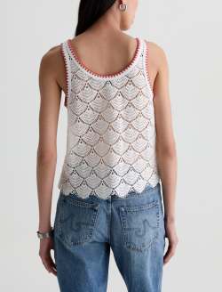 Bianca Tank Powder Scalloped Crochet Scoop Neck WOMENS TOPS Photo 8