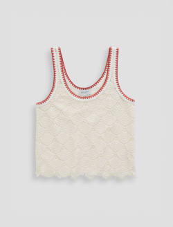 Bianca Tank Powder Scalloped Crochet Scoop Neck WOMENS TOPS Photo 1