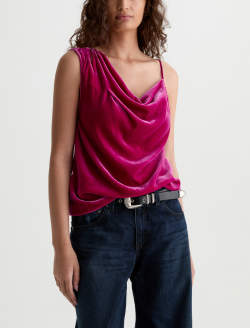 Ellie Velvet Top Lipstick Asymmetric  Tank WOMENS TOPS Photo 2
