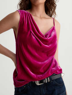 Ellie Velvet Top Lipstick Asymmetric  Tank WOMENS TOPS Photo 3