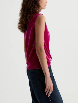 Ellie Velvet Top Lipstick Asymmetric  Tank WOMENS TOPS Photo 4