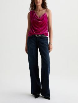 Ellie Velvet Top Lipstick Asymmetric  Tank WOMENS TOPS Photo 5