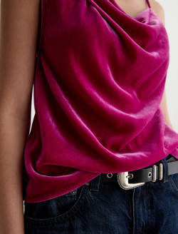 Ellie Velvet Top Lipstick Asymmetric  Tank WOMENS TOPS Photo 6