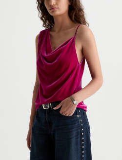 Ellie Velvet Top Lipstick Asymmetric  Tank WOMENS TOPS Photo 7