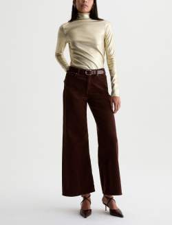Saige Wide Leg Corduroy Pant Wood Brown Mid-Rise Fit WOMENS BOTTOMS Photo 2