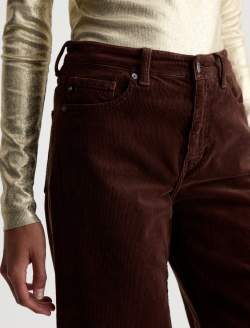 Saige Wide Leg Corduroy Pant Wood Brown Mid-Rise Fit WOMENS BOTTOMS Photo 4