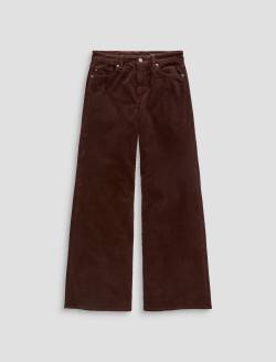 Saige Wide Leg Corduroy Pant Wood Brown Mid-Rise Fit WOMENS BOTTOMS Photo 1