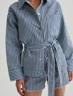 Nora Jacket Nordic Stripe Indigo Multi Belted Jacket WOMENS TOPS Photo 3