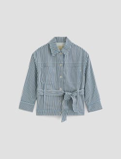 Nora Jacket Nordic Stripe Indigo Multi Belted Jacket WOMENS TOPS Photo 1