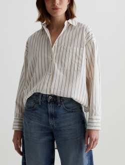 Brea Shirt Halo Stripe Neutral Multi Oversized Shirt WOMENS TOPS Photo 2