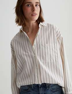 Brea Shirt Halo Stripe Neutral Multi Oversized Shirt WOMENS TOPS Photo 3