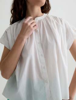 Lotta Blouse White Short Sleeve Shirred Blouse WOMENS TOPS Photo 3