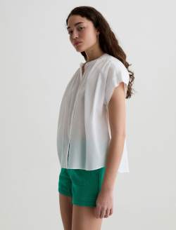 Lotta Blouse White Short Sleeve Shirred Blouse WOMENS TOPS Photo 7