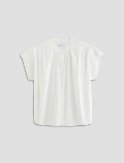 Lotta Blouse White Short Sleeve Shirred Blouse WOMENS TOPS Photo 1