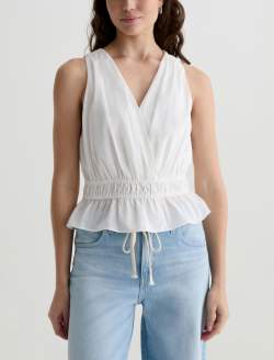 Carrie Top White Gathered Cotton Voile Tank WOMENS TOPS Photo 2
