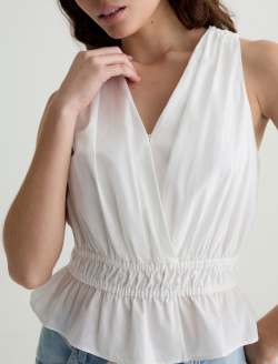 Carrie Top White Gather Tank WOMENS TOPS Photo 3