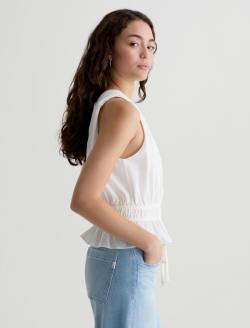Carrie Top White Gather Tank WOMENS TOPS Photo 4