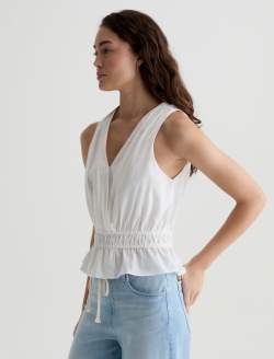 Carrie Top White Gather Tank WOMENS TOPS Photo 7