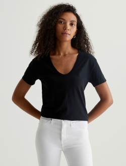 Aspen U True Black Relaxed U Neck T-Shirt WOMENS TOPS Photo 1
