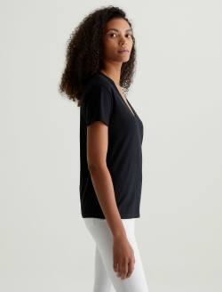 Aspen U True Black Relaxed U Neck T-Shirt WOMENS TOPS Photo 5