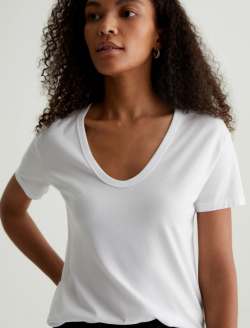 Aspen U True White Relaxed U Neck T-Shirt WOMENS TOPS Photo 2