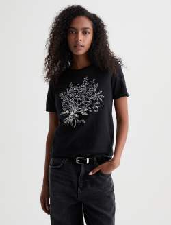 Jagger Crew Cali Bloom True Black Classic Graphic Tee WOMENS TOPS Photo 2