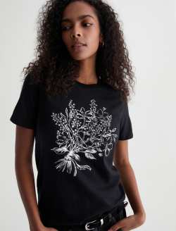 Jagger Crew Cali Bloom True Black Classic Graphic Tee WOMENS TOPS Photo 3
