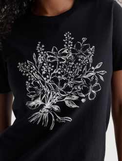 Jagger Crew Cali Bloom True Black Classic Graphic Tee WOMENS TOPS Photo 6
