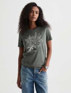 Jagger Crew Cali Bloom Hunter Sage Classic Graphic Tee WOMENS TOPS Photo 2
