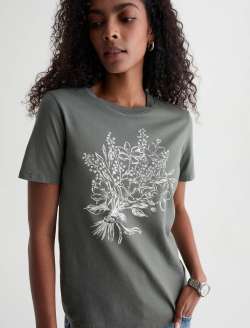 Jagger Crew Cali Bloom Hunter Sage Classic Graphic Tee WOMENS TOPS Photo 3