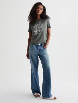 Jagger Crew Cali Bloom Hunter Sage Classic Graphic Tee WOMENS TOPS Photo 5