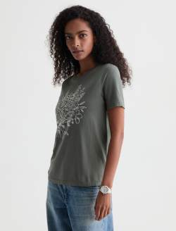 Jagger Crew Cali Bloom Hunter Sage Classic Graphic Tee WOMENS TOPS Photo 7